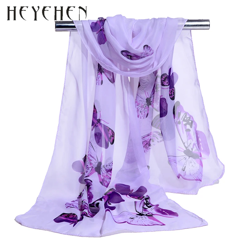 2017 Новый Модный шифоновый шарф с бабочками Летний Пляжный Солнцезащитный