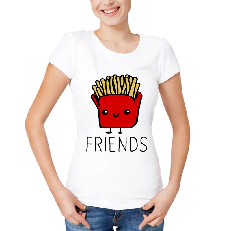 2019 Женская мода на каждый день с круглым вырезом BFF футболка коротким рукавом