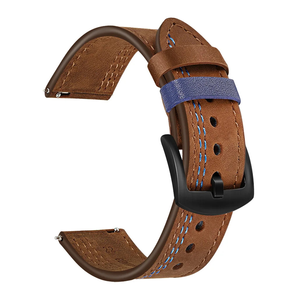 Brown Blue B Ремешок для часов Bandream из натуральной кожи для samsung Galaxy Watch 42 мм/Active Active2 40 мм 44 мм быстросъемный стальной ремешок с застежкой - Цвет ремешка: Brown Blue B