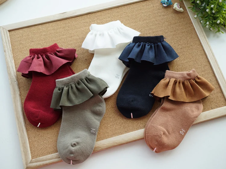 One Pairs Sweet Girls Kids Frilly Satin Lace Cotton Socks Princess Lace Bow Soft Trim Baby Toddler Short Socks High Quality