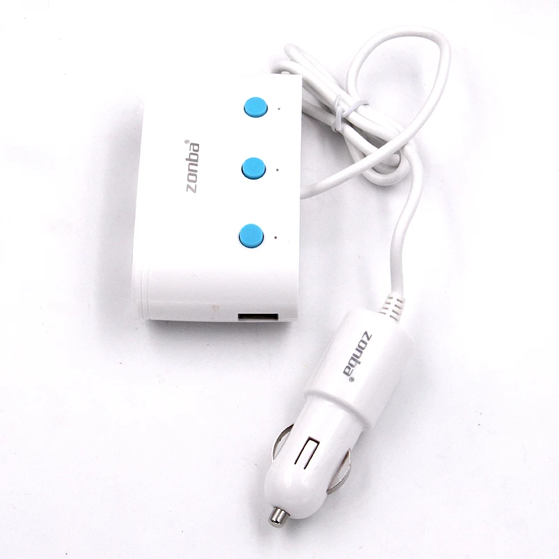 Мульти разъем Авто 1 до 3 разветвитель автомобильного прикуривателя двойной USB Автомобильное зарядное устройство с переключателем для iPhone huawei