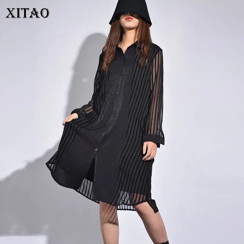 [XITAO] 2019 весна-лето корейская мода новинка женское Повседневное платье с отложным