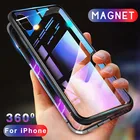 Магнитный чехол для iPhone X, XS, XR, 11, 12 Pro Max, 8, 7, 6S, 6 Plus, SE 2020, 9H, закаленное стекло + металлический бампер, Магнитный чехол