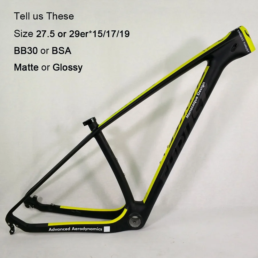 yellow Рама карбоновая для горного велосипеда 29er тяга китайская карбоновая mtb велосипедная Рама T1000 карбоновая рама 29er карбоновая рама 27,5 ER - Цвет: yellow