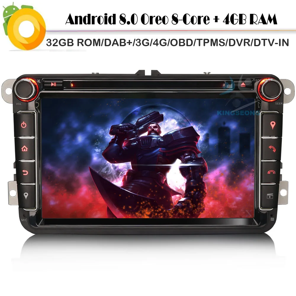 Автомобильный мультимедийный плеер для VW Passat CC Golf Android 8 0 DAB + WiFi 4G GPS Радио RDS BT DVD SD