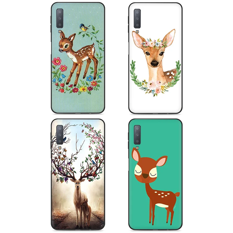 Мягкий чехол с милым оленем для Samsung Galaxy A5 A6 A7 A8 A9 A10S A20S A30S A40S A50S A60 A70 J6 | Мобильные