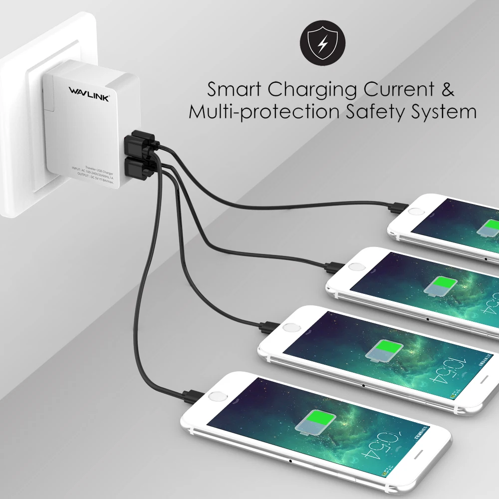 Wavlink 4 порта USB зарядное устройство 4в1 портативное дорожное настенное адаптер для