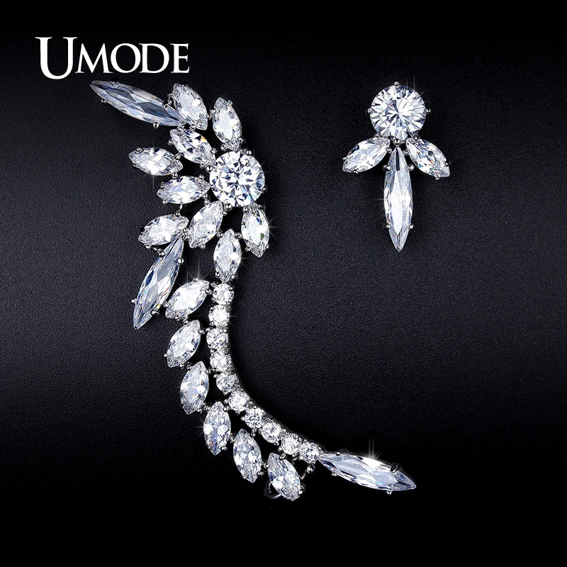 

UMODE Wedding CZ Earrings for Women Fashion Stud Earrings Asymmetric Studs New AAA+ Zirconia Earrings Femme Girls Gifts UE0209