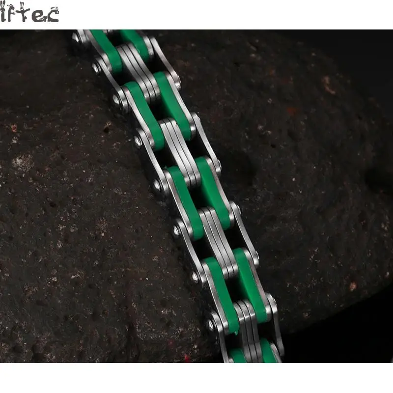 Iftec в стиле панк Нержавеющая сталь браслет Для мужчин ювелирные изделия зеленый