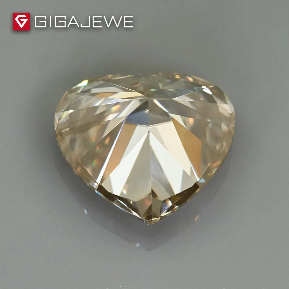 GIGAJEWE жёлтый синтетический Муассанит в форме сердца 3 5 Карата 10 мм изготовление