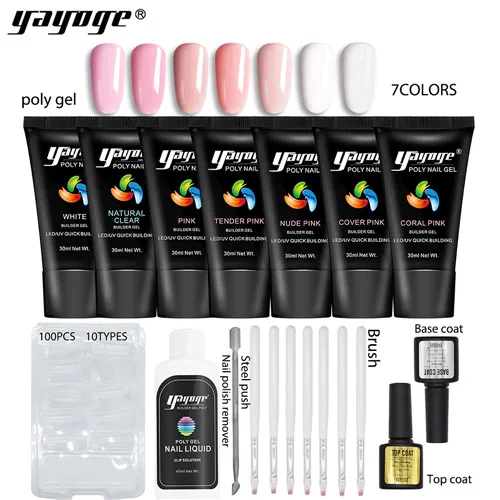 30ml 7P set Yayoge полигелевый набор для ногтей УФ-гель для наращивания ногтей Гель-лак полигелевый набор для ногтей акриловый маникюр лак для ногтей - Цвет: 30ml 7P set