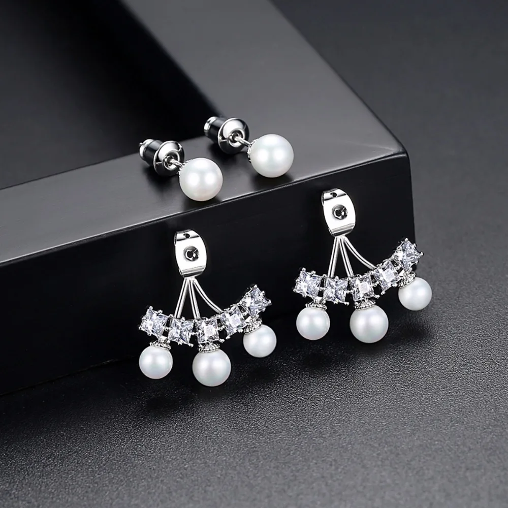 Женские серьги подвески с искусственным жемчугом фианитом|earrings for|dropping earrings for