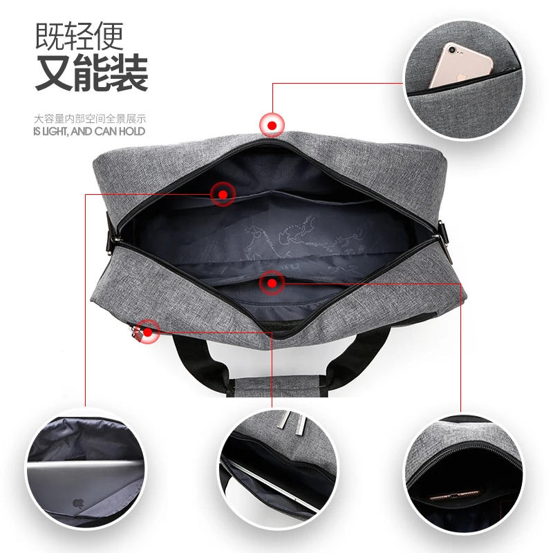 

TUGUAN Men Travel Bags portable Business Duffel Bag Travelling tote luggage bag gray Bolsas de Viaje Carry on weekend Bag