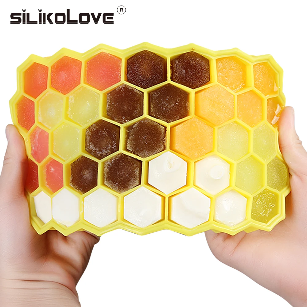 SILIKOLOVE Соты Форма льда Куб 37 полости льда лоток льда Куб Плесень хранения контейнеров лоток с формой для кубиков льда, замороженные