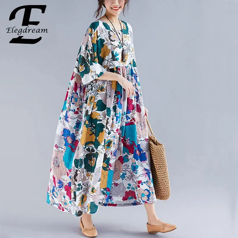 Женское платье-макси Elegdream повседневное длинное платье большого размера из