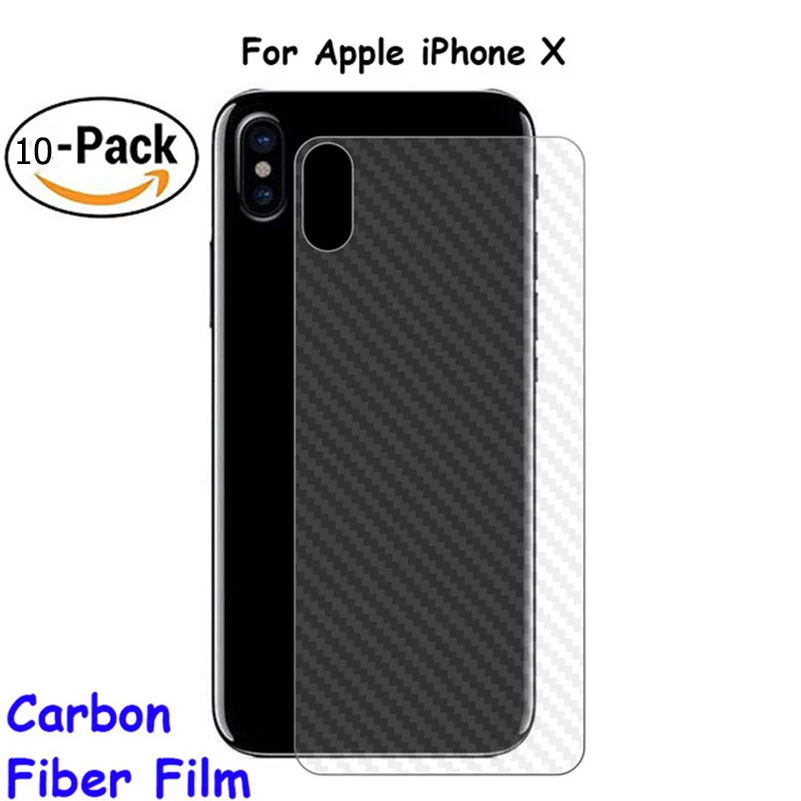 10 упаковок 3D наклейка из углеродного волокна задняя пленка для iPhone X 7 Plus 8 6 6s 5 5S SE