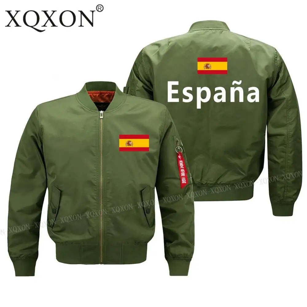 XQXON-, Испанский флаг, дизайн, Военный стиль, пилот, куртка-бомбер, модные повседневные мужские куртки, пальто, J327 - Цвет: Army green thin