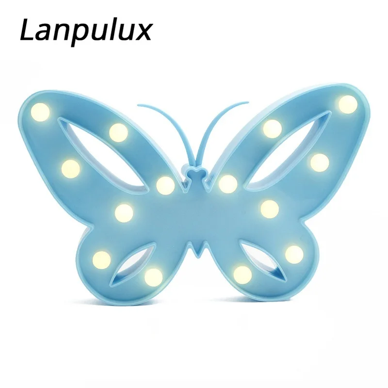 Lanpulux Бабочка Форма Дети ночные светильники розовый синий украшения спальни