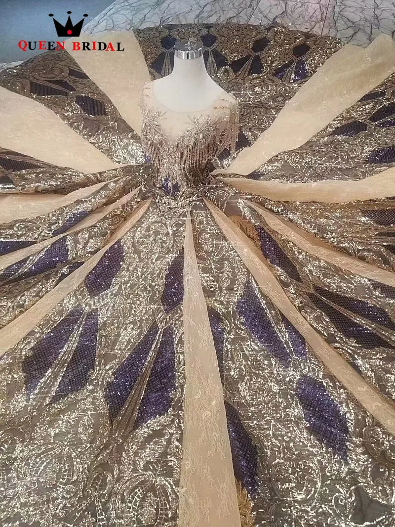 Халат De Soiree 2019 линия Кепки рукава кристалл бисерное кружево блестки банкет
