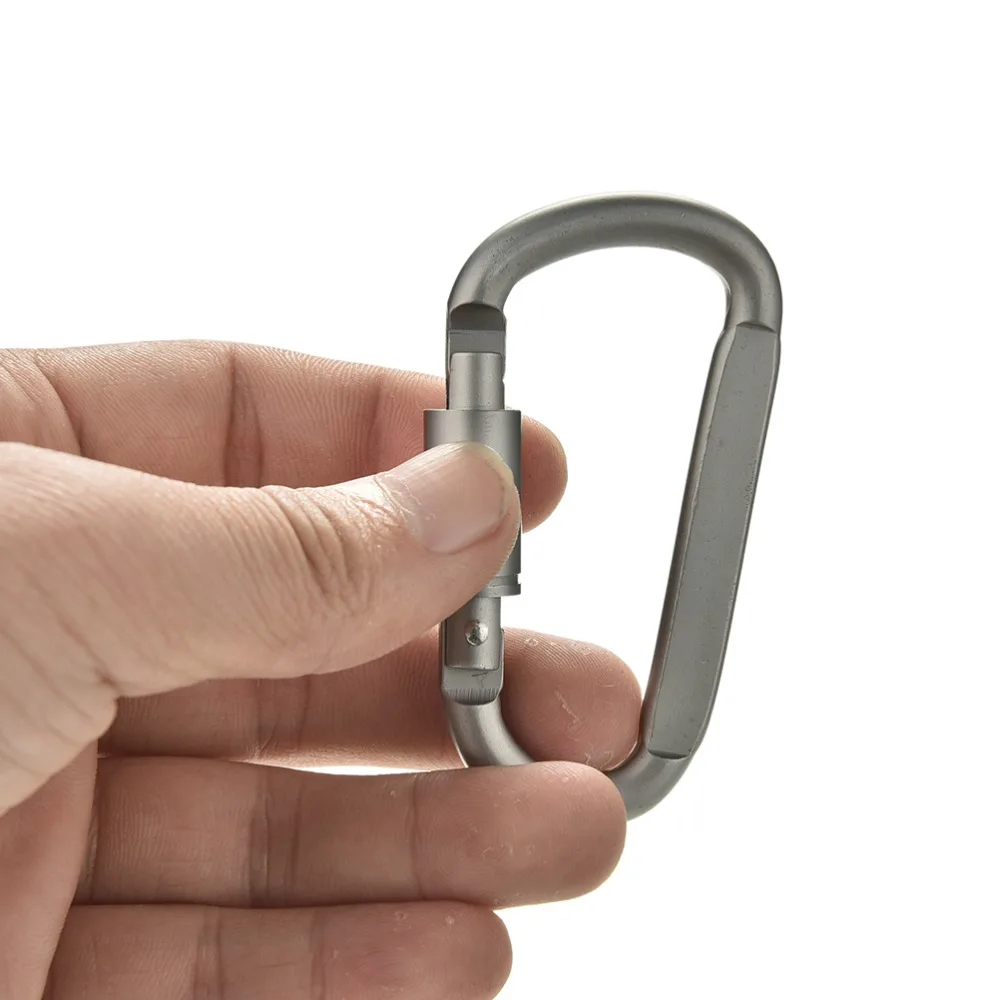 Карабин в форме D из алюминиевого сплава винтовой замок с крючком для бутылки