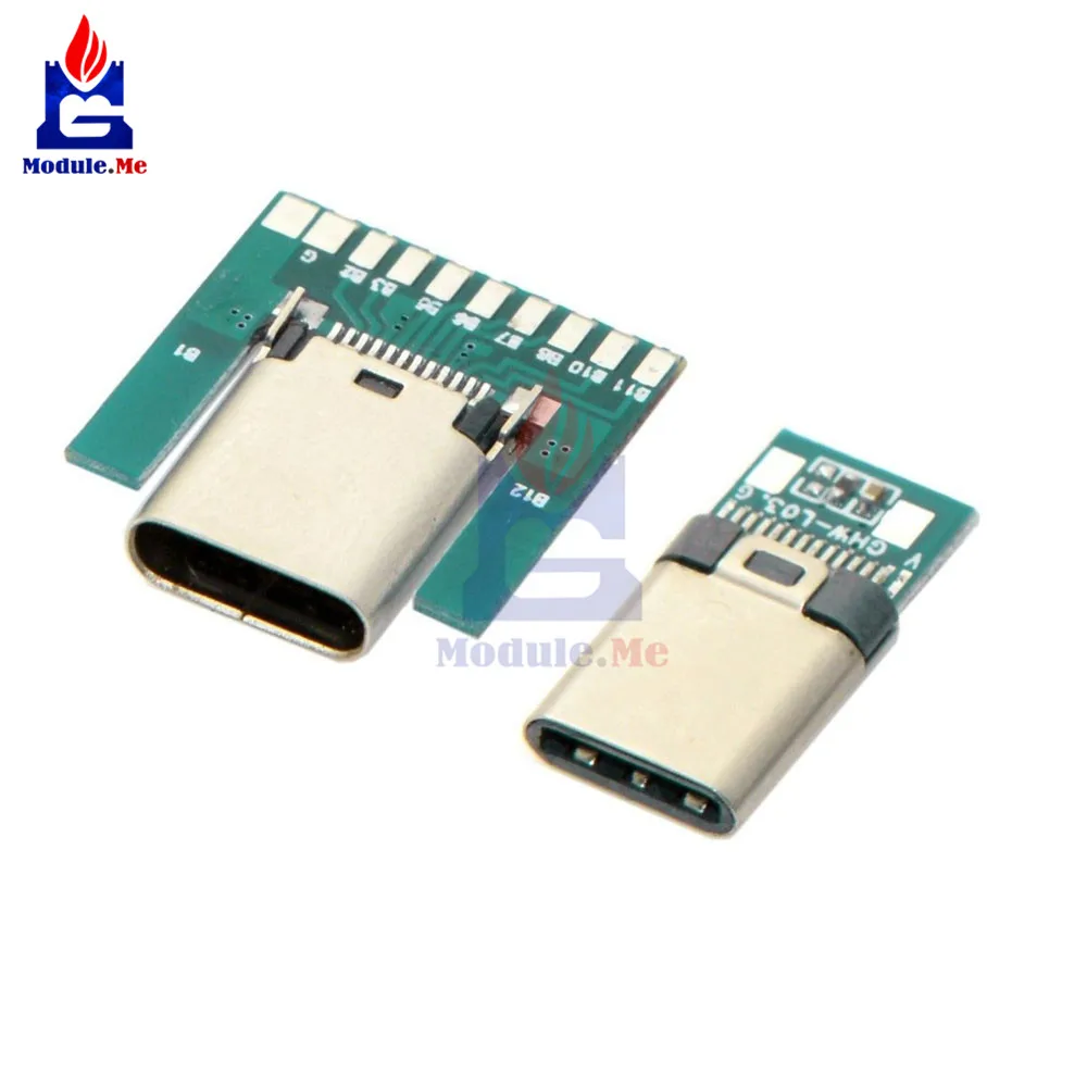 USB 3,1 type C разъем 24 контакта штекер/гнездо адаптер розеток для припоя провода и кабеля 24 контакта поддержка печатной платы