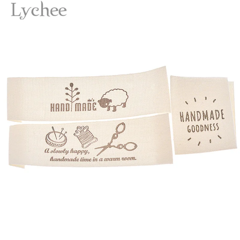 Lychee 50 шт моющиеся хлопчатобумажные бирки для одежды ручной работы ярлыки с тиснением DIY этикетки типа «флажок» для швейных аксессуаров одежды