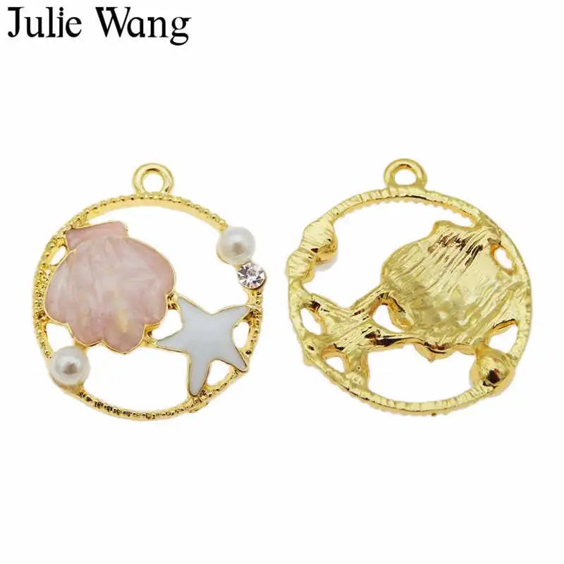 Julie Wang 3 шт. эмалированная ракушка морская звезда амулеты Мужская жемчужина