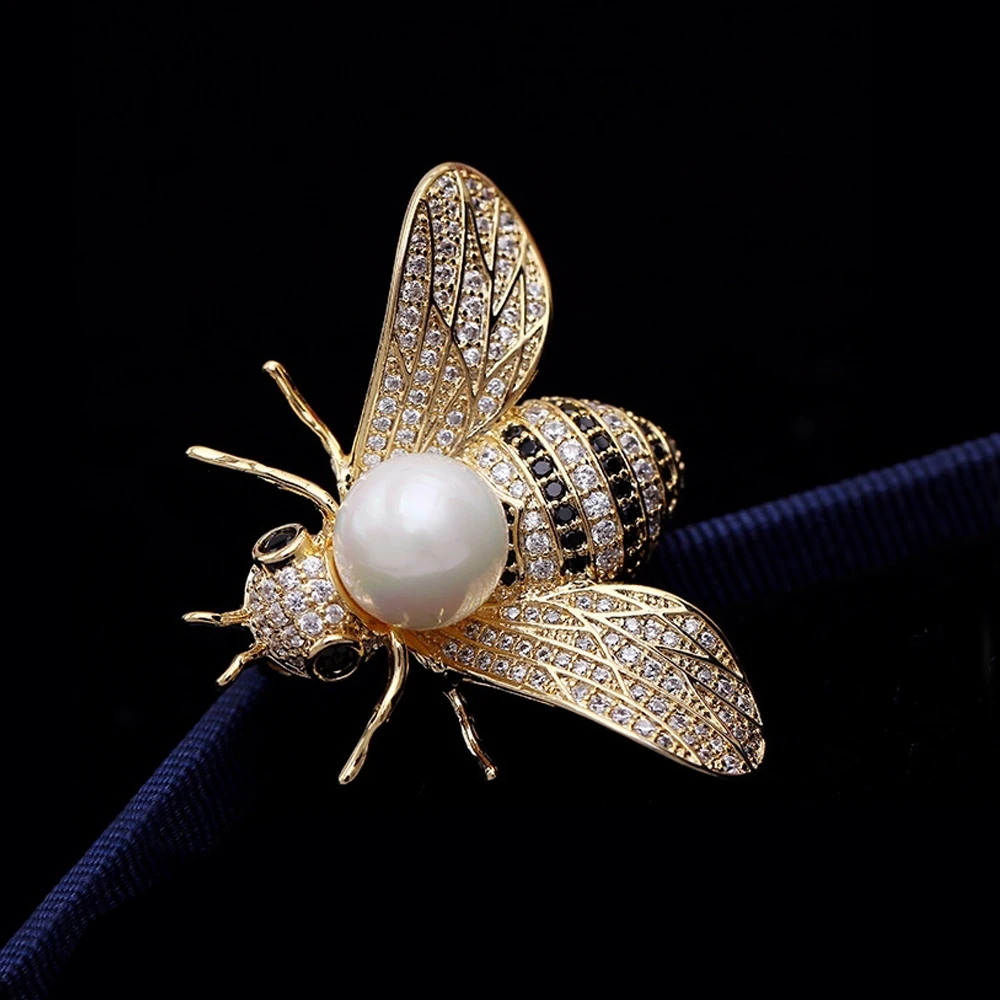 

Micro Pave Cubic Zirconia Bee Pins Brooch For Women Accessories Gifts For Lovely Scarf Pin Vintage Insect Brooch Jewelry