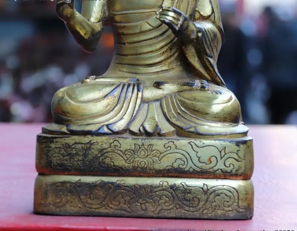 Тибетский фиолетовый Медный позолоченный храмовый стул Arhat Damo Bodhidharma Dharma статуя