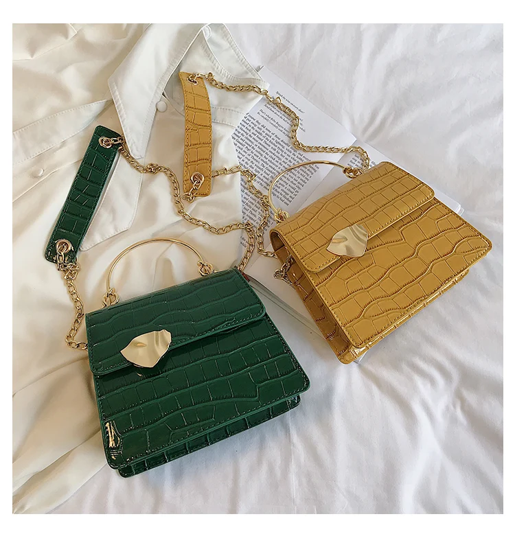 Elegant Female Stone Pattern Tote bag New High Quality PU Leather Women's Designer Handbag Chain Shoulder Messenger Bag