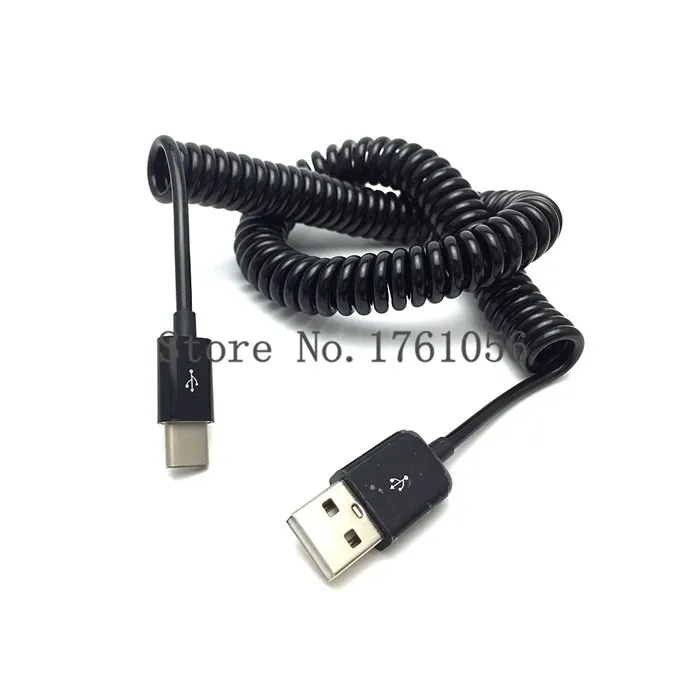 Стрейчевый штекер 3 1 типа C к стандартному USB 2 0 Штекерный пружинный кабель для