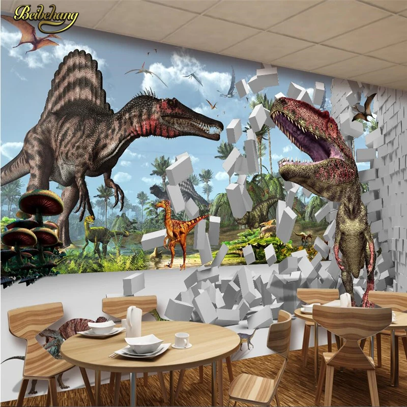 

beibehang Custom Photo Wallpaper Large Mural Wall Sticker Dinosaur King 3D 3D Cuban House Background Wall Mural