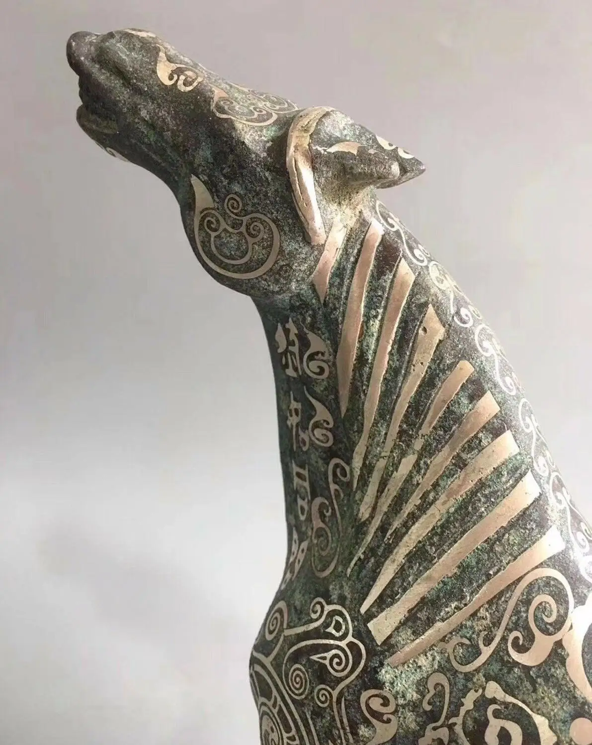 Китайские античные военные Штаты бронзовая ручная работа серебряное покрытие