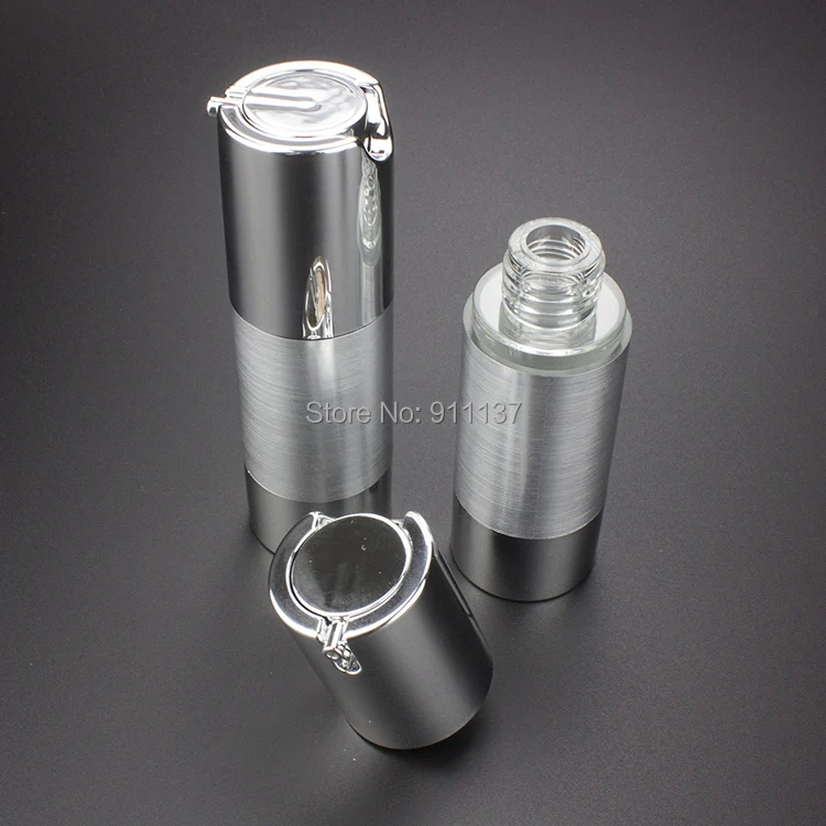 50PCS sliver 30ml airless pump packaging for cosmetic plastic 30 ml bottle with round 30ML dispenser | Красота и здоровье