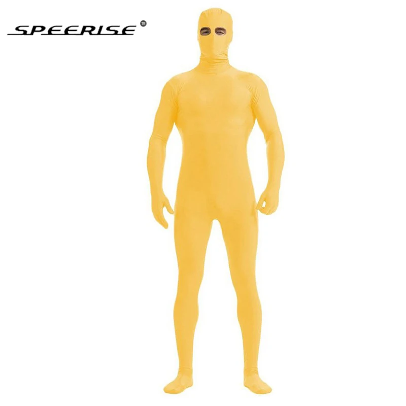 SPEERISE взрослый черный блестящий металлик Zentai костюм мужские глаза Открытые