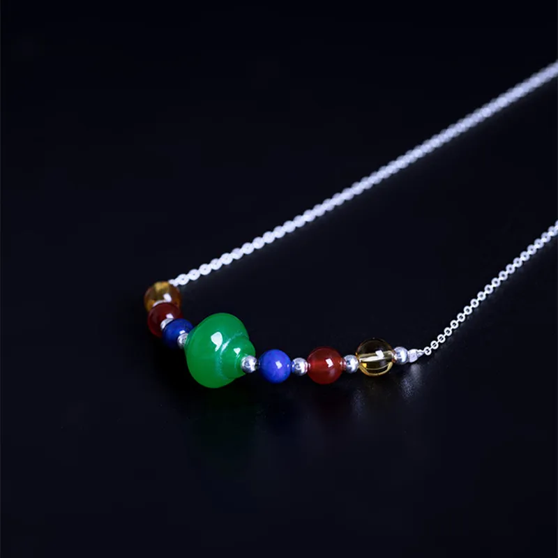 Женские чокеры из серебра 100% пробы с нефритовыми бусинами|Ожерелья| |