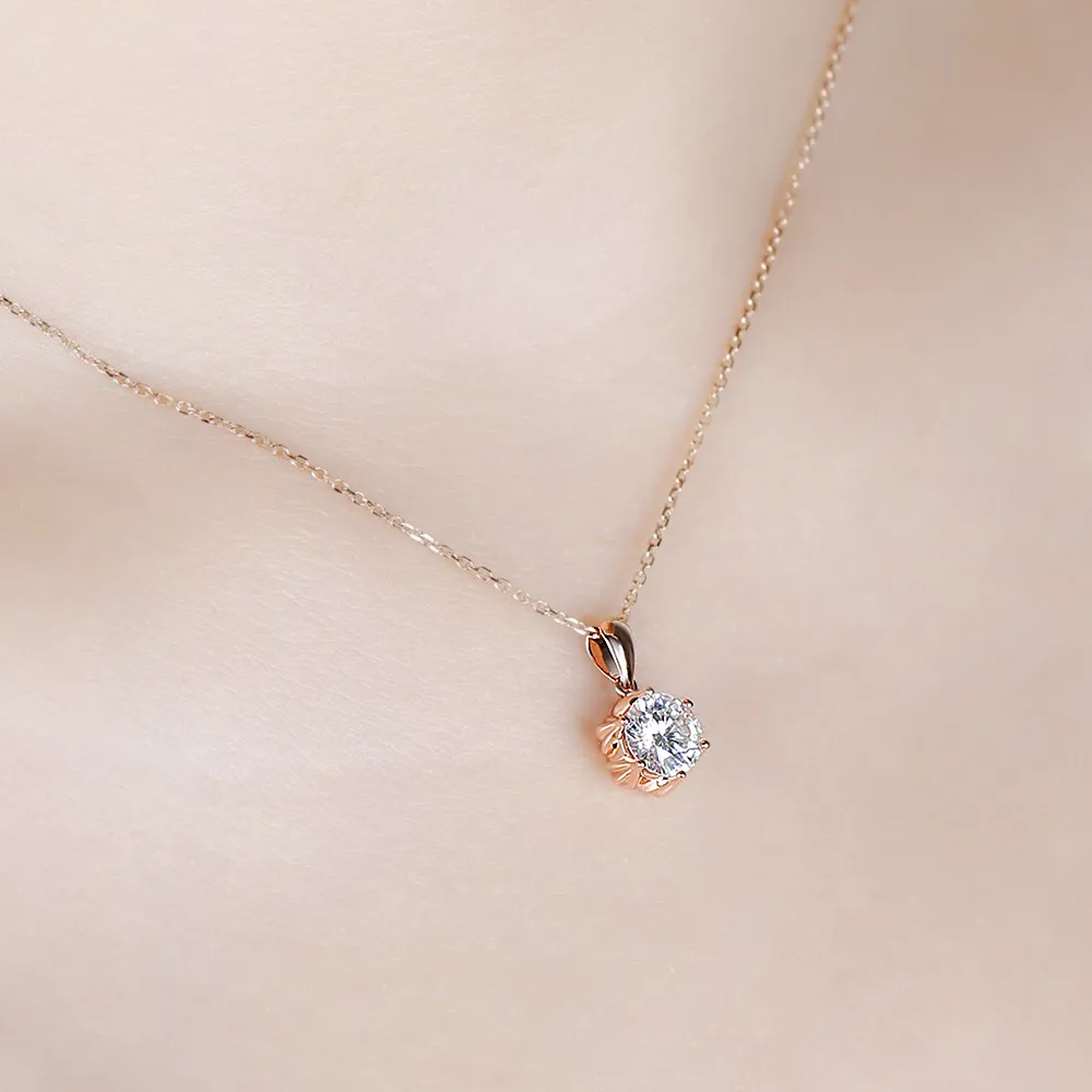 Ожерелье из розового золота DovEggs 18K 750 1CTW 6 5 мм F цвет бриллиант с 14-дюймовой