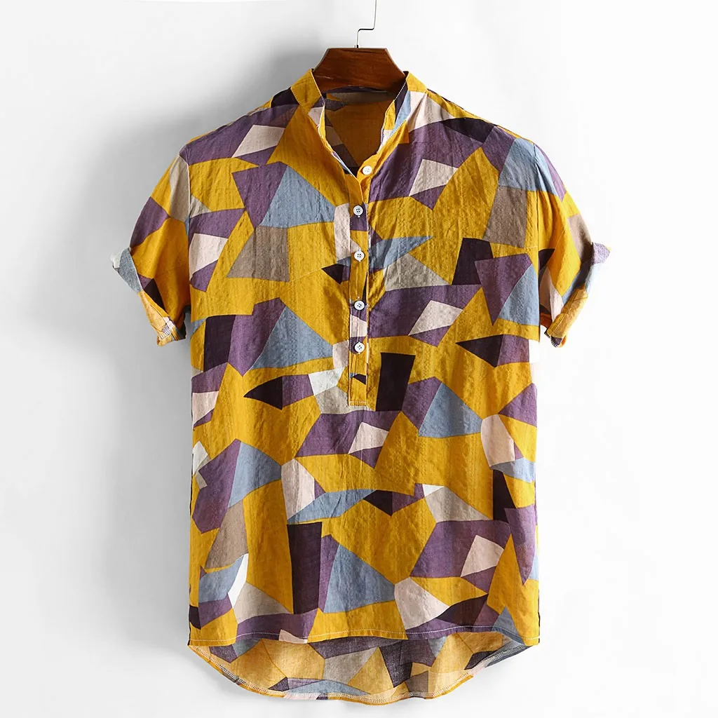 Мужская рубашка Camisa летняя с коротким рукавом мужская повседневная Свободная