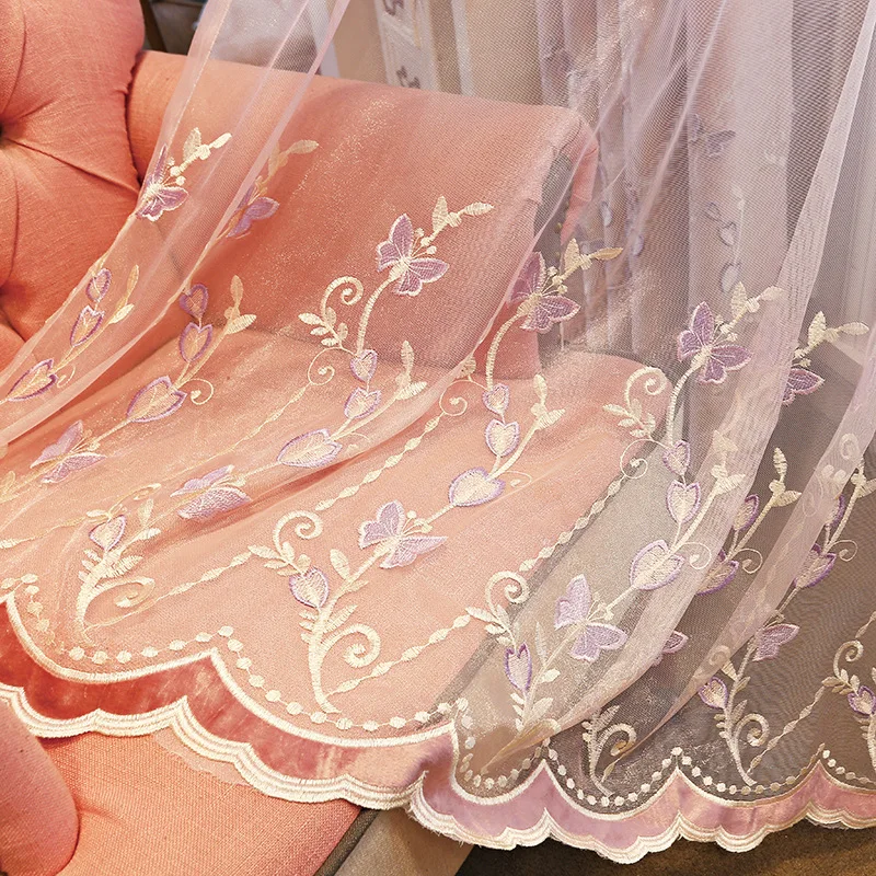 Романтичные занавески с бабочками для девочек тюлевые прозрачные тканевые окон