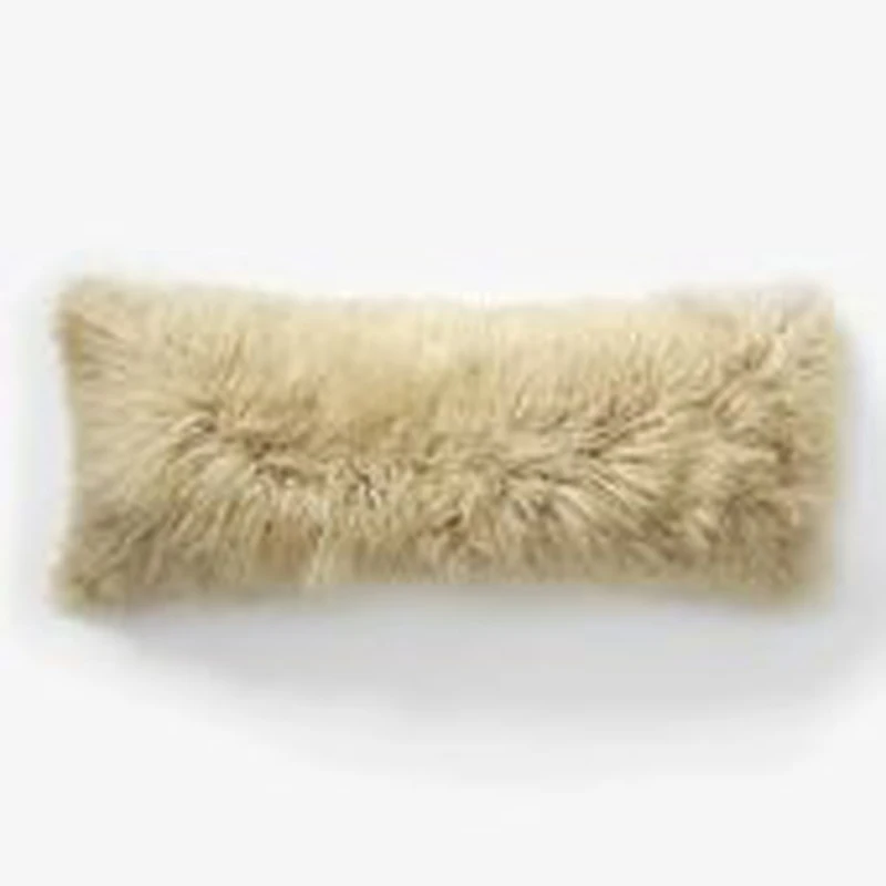 

Beige Tibetan Fur Cushion Cover 20x50 Mongolian Lamb Fur Pillow Covers Almofada Decorative Pillows Housse De Coussin Cojines