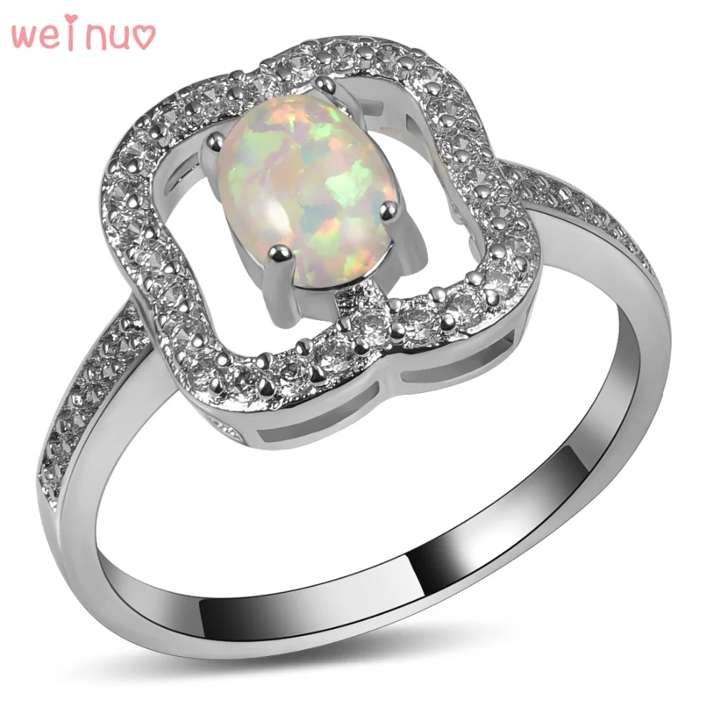 Женское кольцо из серебра 925 пробы с белым огненным опалом|ring size|ring size 5crystal ring |