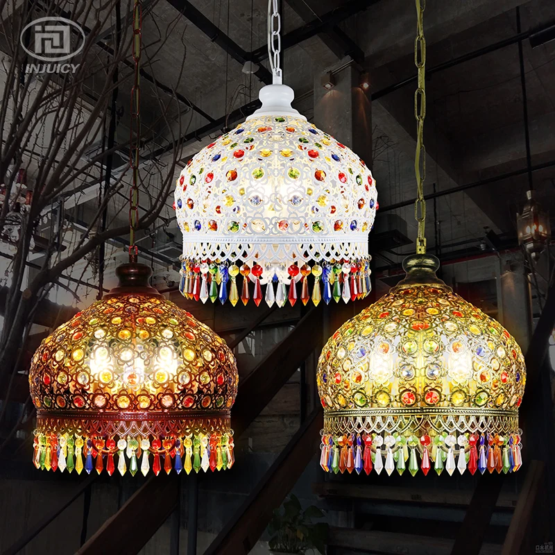 Средиземноморский красочный хрустальный подвесной светильник K9 В богемном