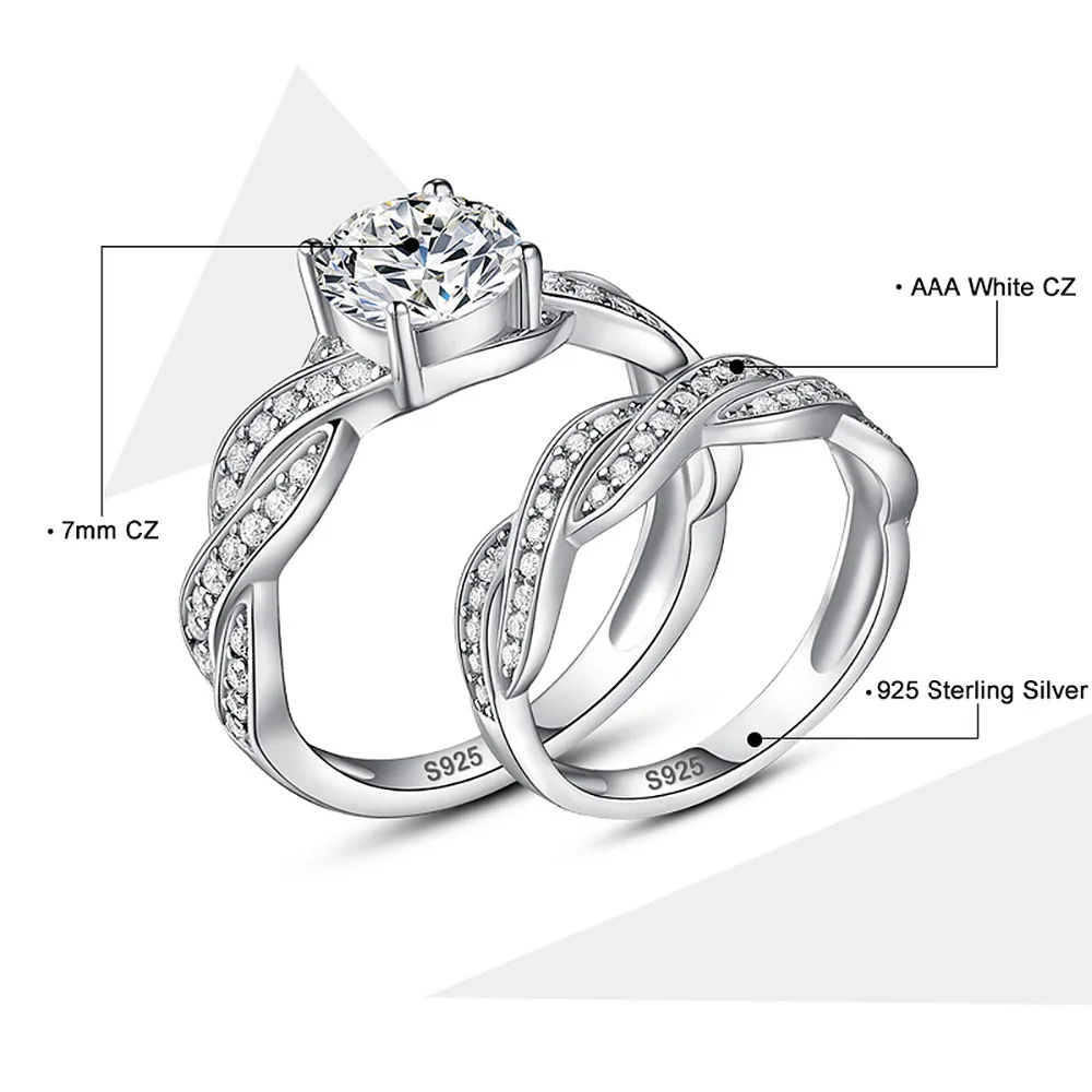 

J.C Fine Jewelry 3.36ct Delicate White Topaz Solid 925 Sterling Silver Couple Ring Size 6 7 8 9 For Women Christmas Best Gift