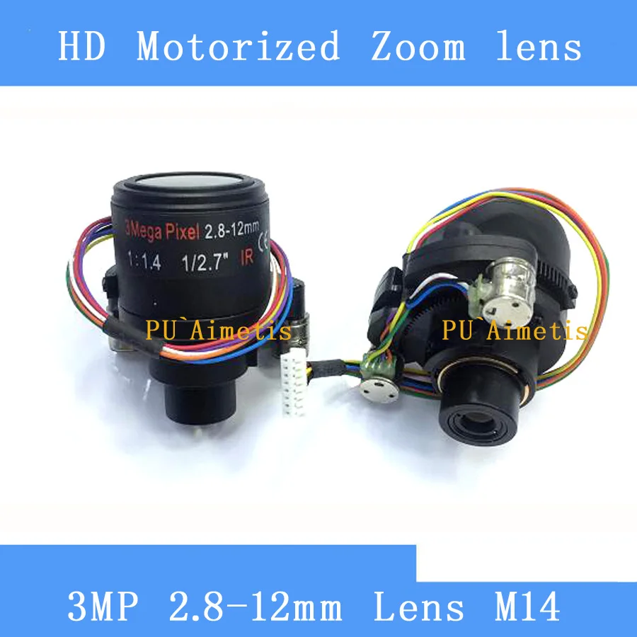 

PU'Aimetis моторизованный зум 3MP HD 1/2. 7 "2,8-12 мм варифокальный F1.4 D14 крепление DC Iris Автофокус IR CCTV объектив камеры безопасности