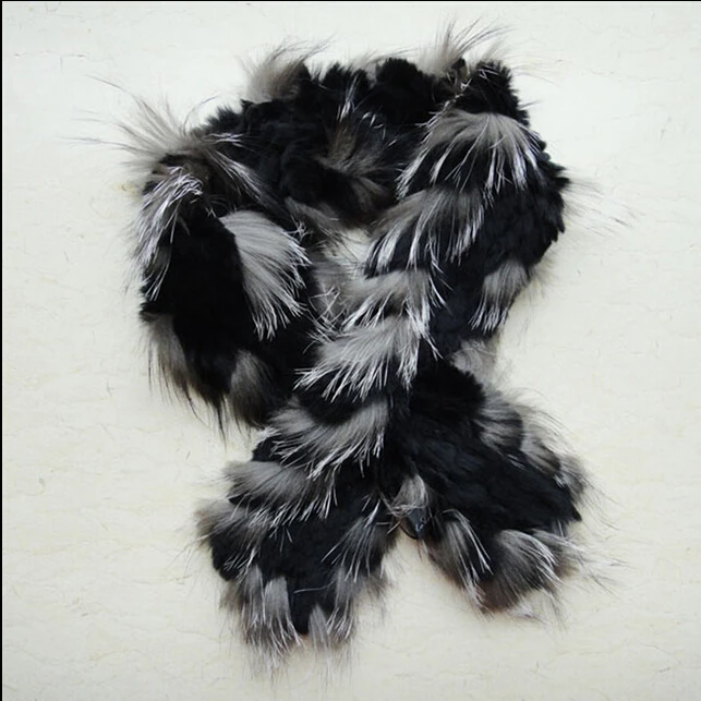 Женские модные шарфы из меха кролика рекс с мехом чернобурки женские зимние