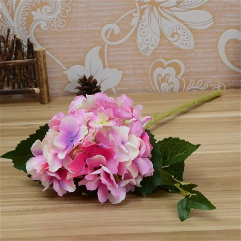 10 шт. поддельные Европейский гортензии с зеленым узором из цветов и листьев