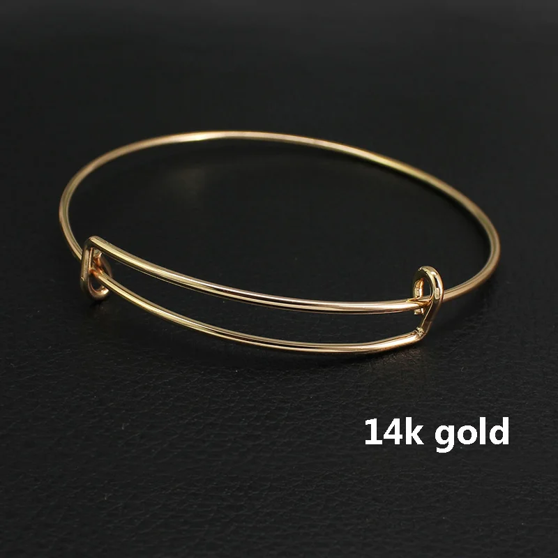 14k gold Очаровательный расширяющийся браслет на запястье DIY очаровательный провод регулируемый браслет для женщин подарок для взрослых 10 шт в партии золотой серебряный цвет - Окраска металла: 14k gold