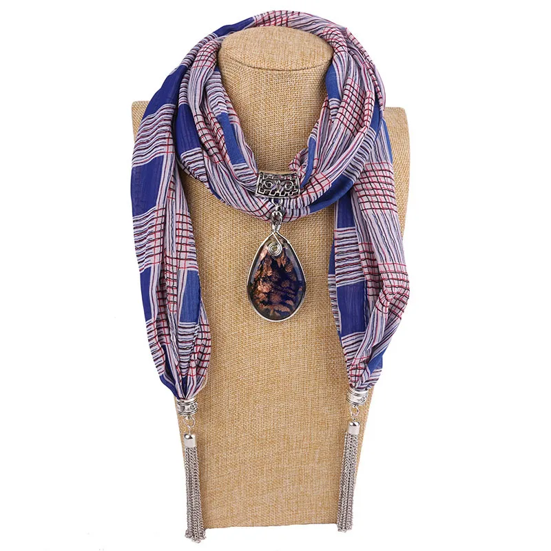 RUNMEIFA Роскошные брендовые акриловые ювелирные изделия кулон ожерелье шифон шарф