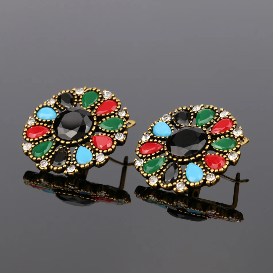 Кинели богемный Большой Хрустальный цветок серьги для женщин античное золото