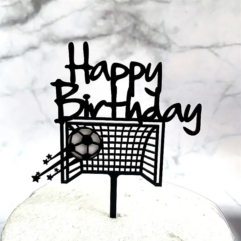 

INS New Football Acrylic Cake Topper Creative Soccer Happy Birthday Cake Topper For Boys Birthday Sports Party Cake Decorations
